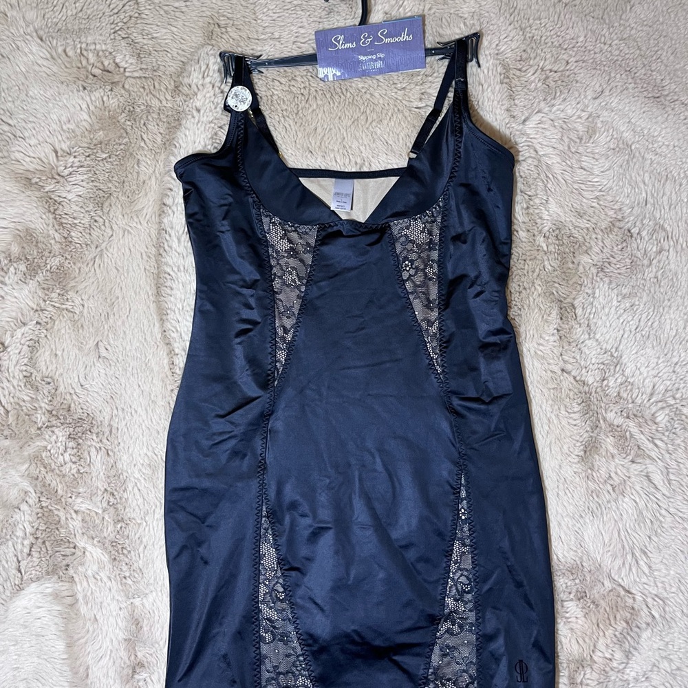 Jennifer Lopez Black Lace-Trim Chemise Slip